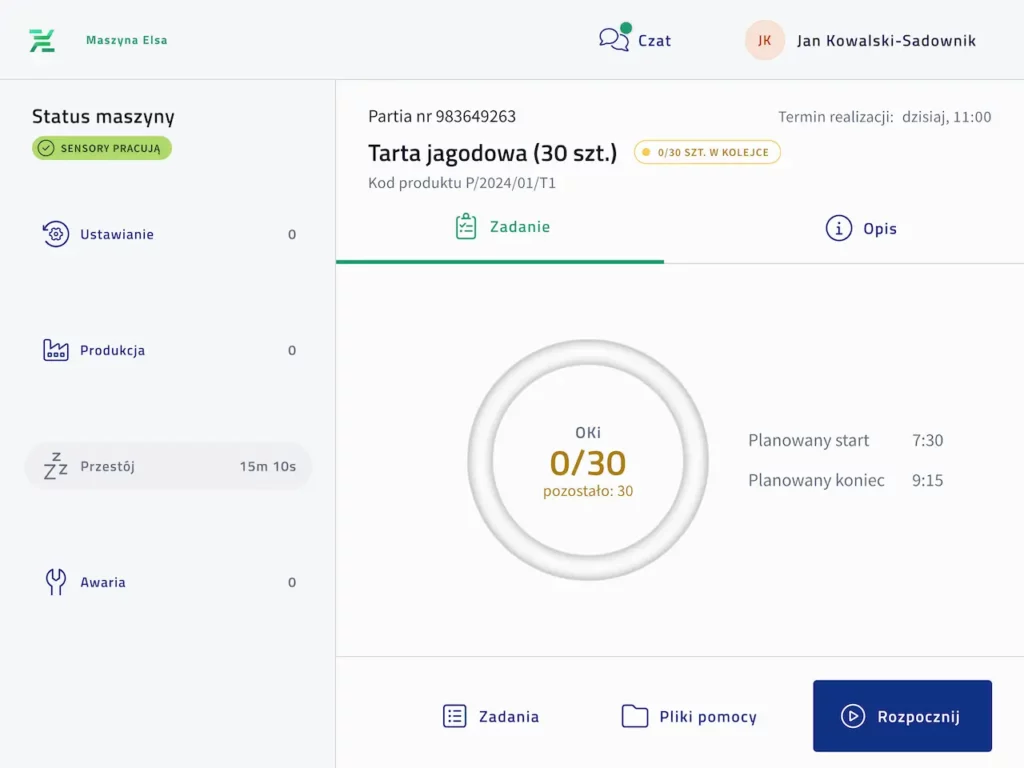 Stacja raportowania produkcji MES